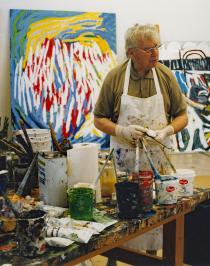 Karel Appel at studio Darien, Connecticut 2001
